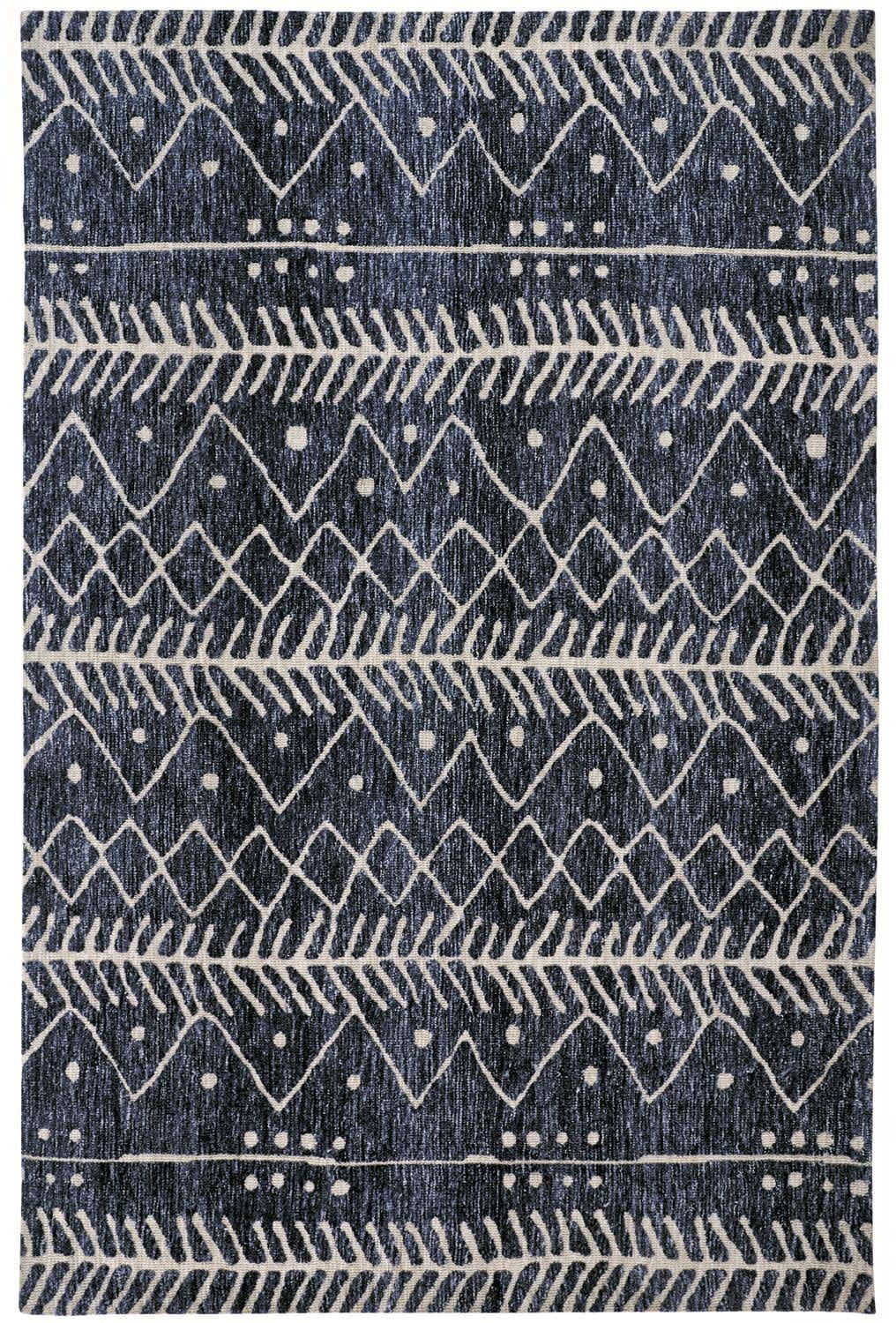 Oliena Denim Blue 2x3ft Synthetic Mid-Century Accent Rug