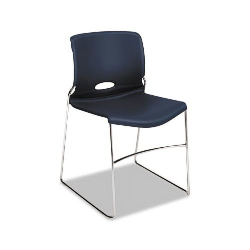 Regatta Blue Armless Stacking Chair with Chrome Base