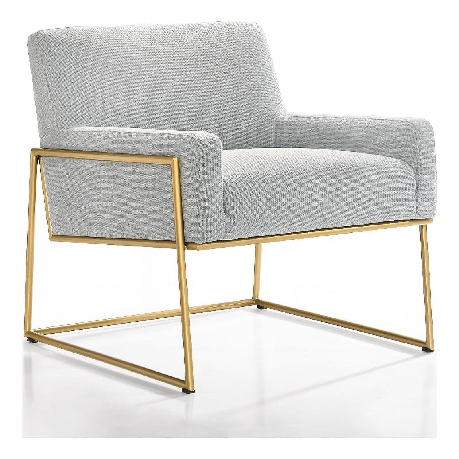 Gray Steel and Fabric Upholstered Lounge Chair with Gold Frame