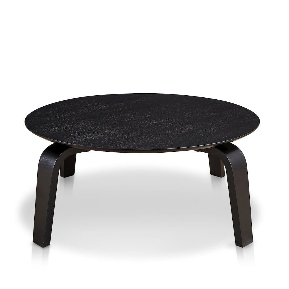 Black Round Mid-Century Wood Coffee Table