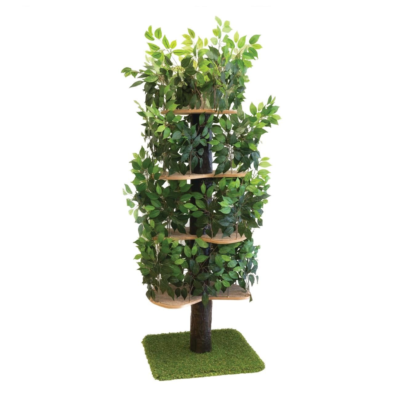 XL Green Multi-Level Cat Tree with Faux Leaves