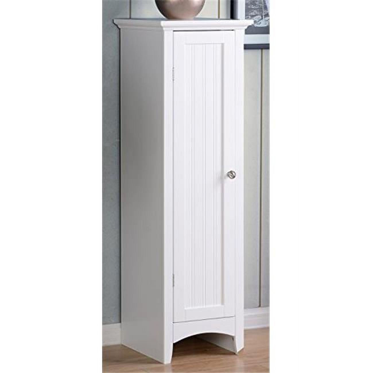 White Raised Panel One Door Kitchen Pantry Cabinet