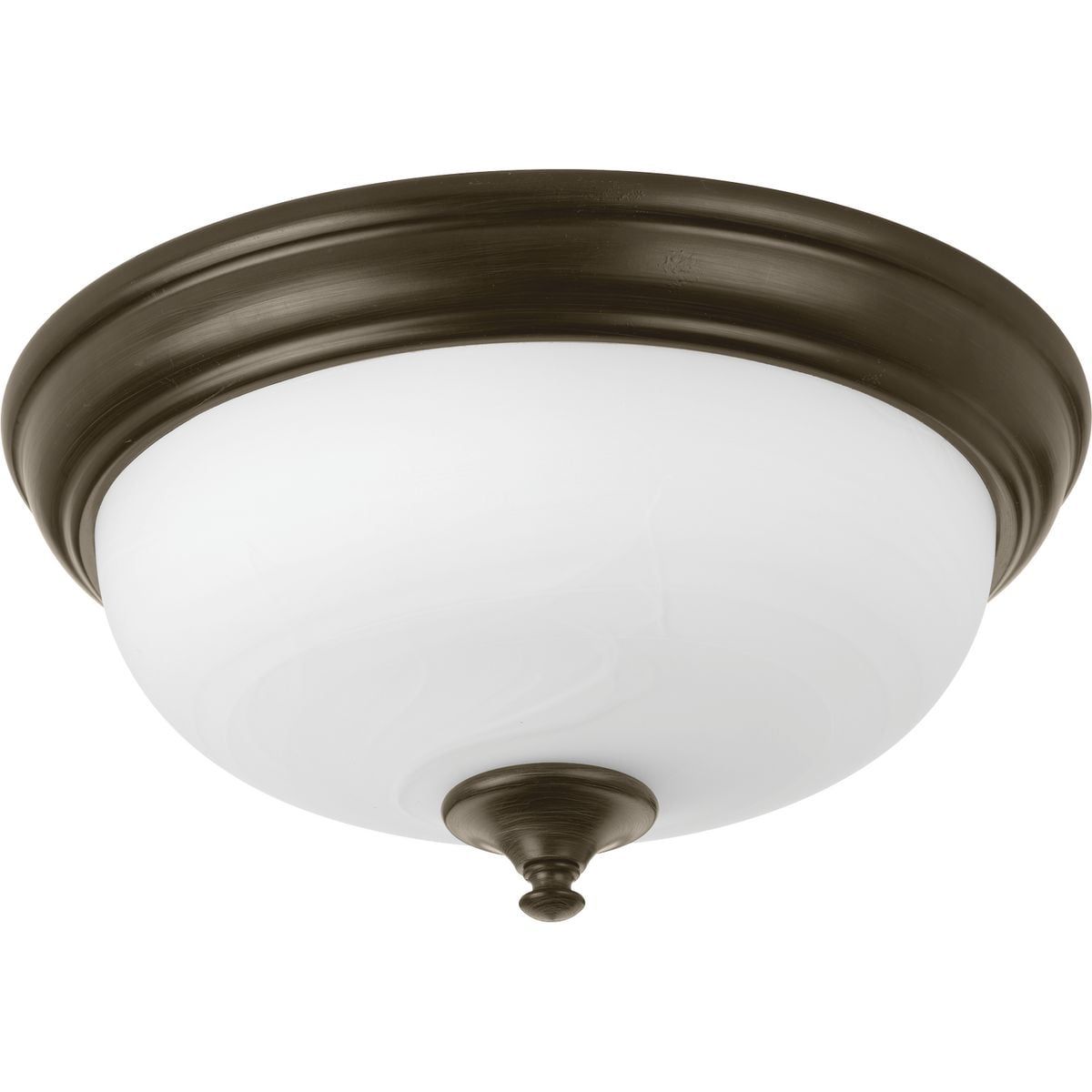 Antique Bronze 13" LED Alabaster Glass Flush Mount Light