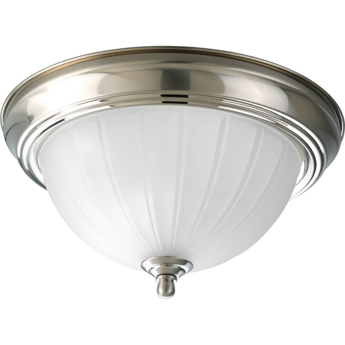 Brushed Nickel Glass Bowl Ceiling Light, 11-inch