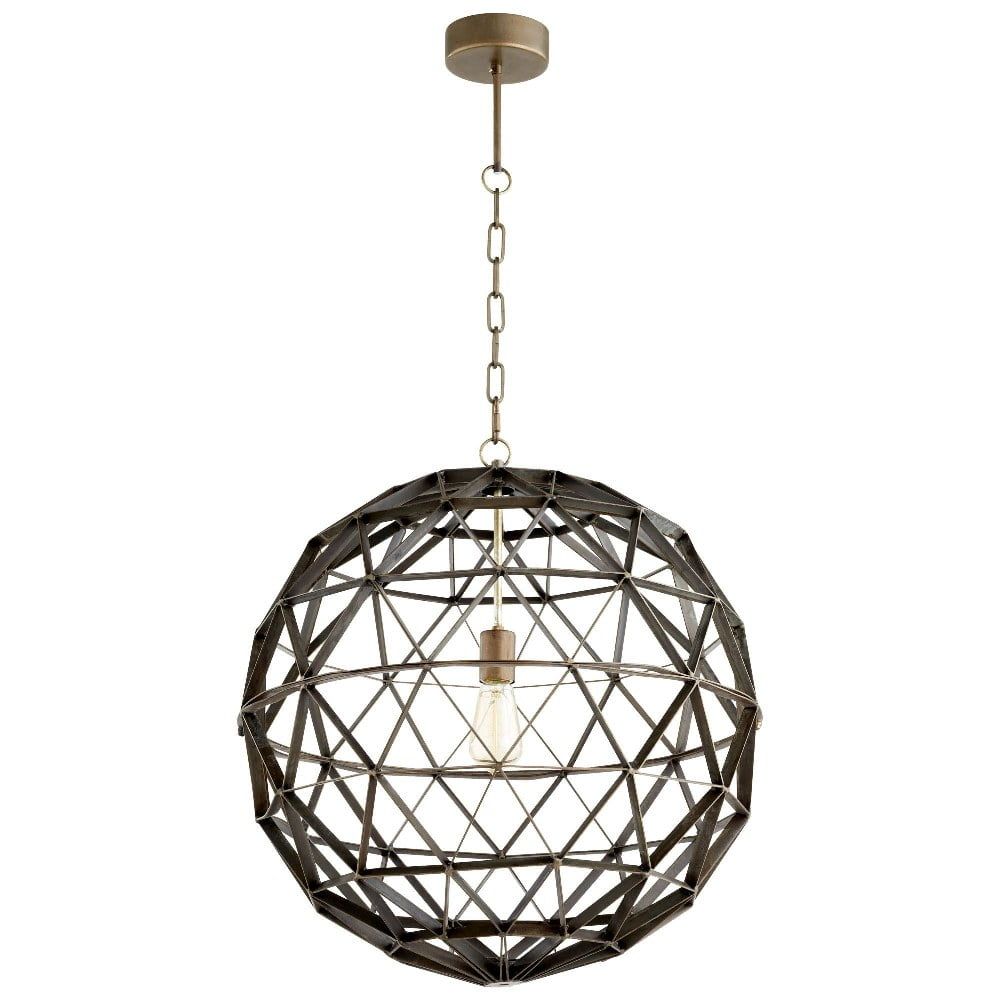 Noir Globe Cage Pendant Light in Black Finish 22.5" Diameter