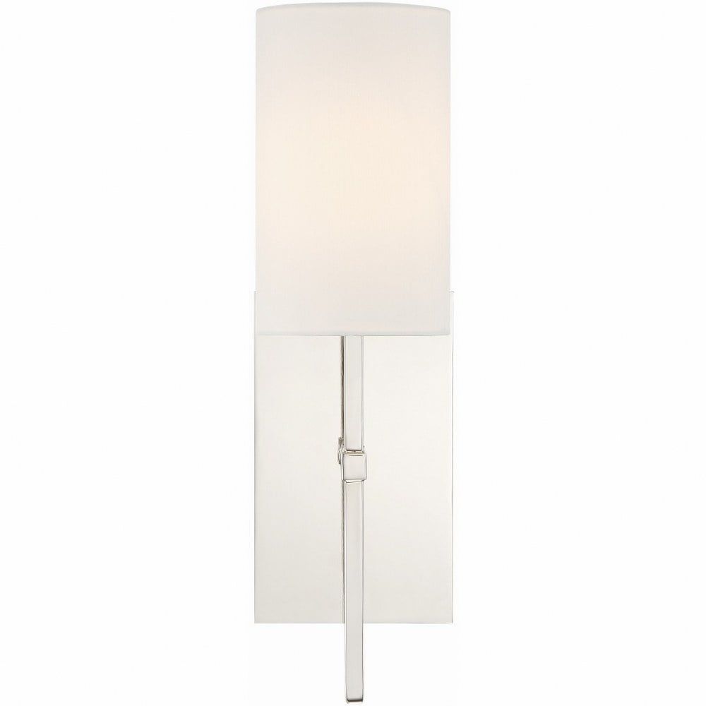 Polished Nickel 1-Light Sconce with White Silk Shade