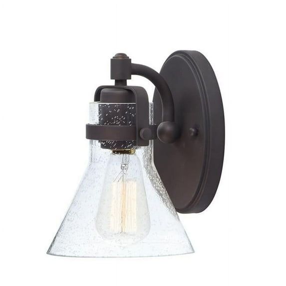 Seafarer Oil Rubbed Bronze 1-Light Vanity with Seedy Glass Shade