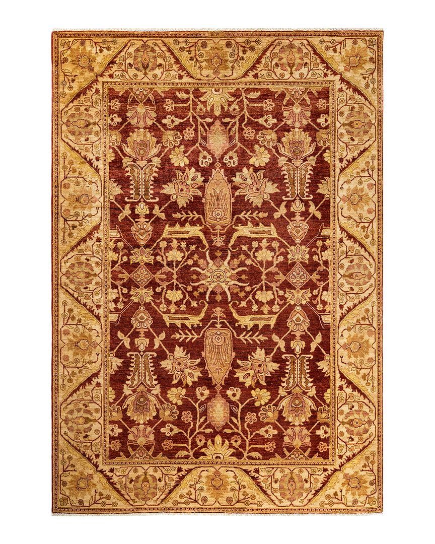 Handmade Oriental Wool Area Rug in Orange and Sand