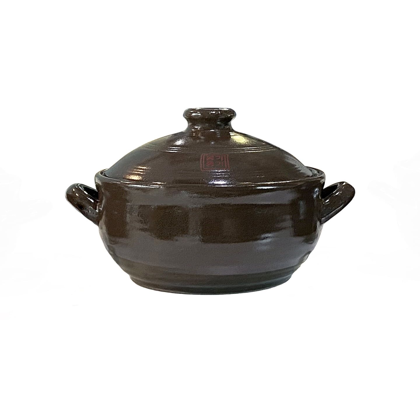 Medium Brown Korean Earthenware Clay Hot Pot with Lid