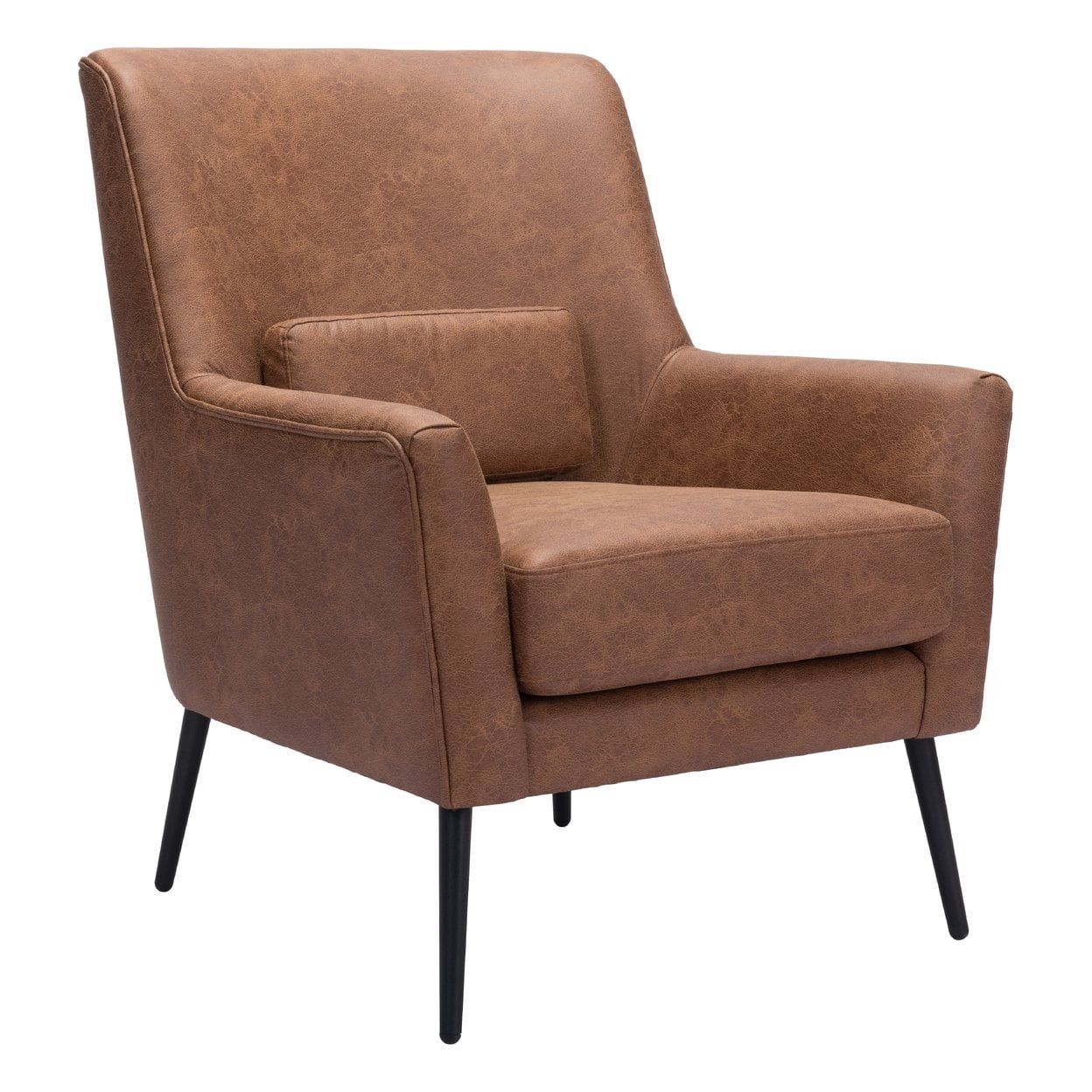 Contemporary Vintage Brown Faux Leather Accent Arm Chair