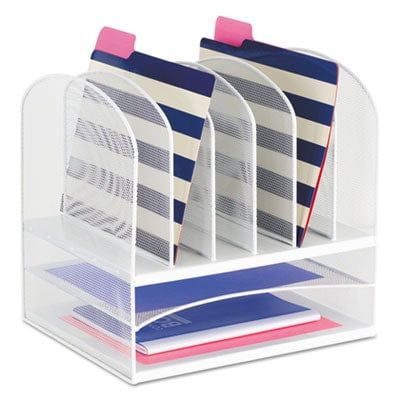 White Mesh Inclined File Sorter with 8 Compartments