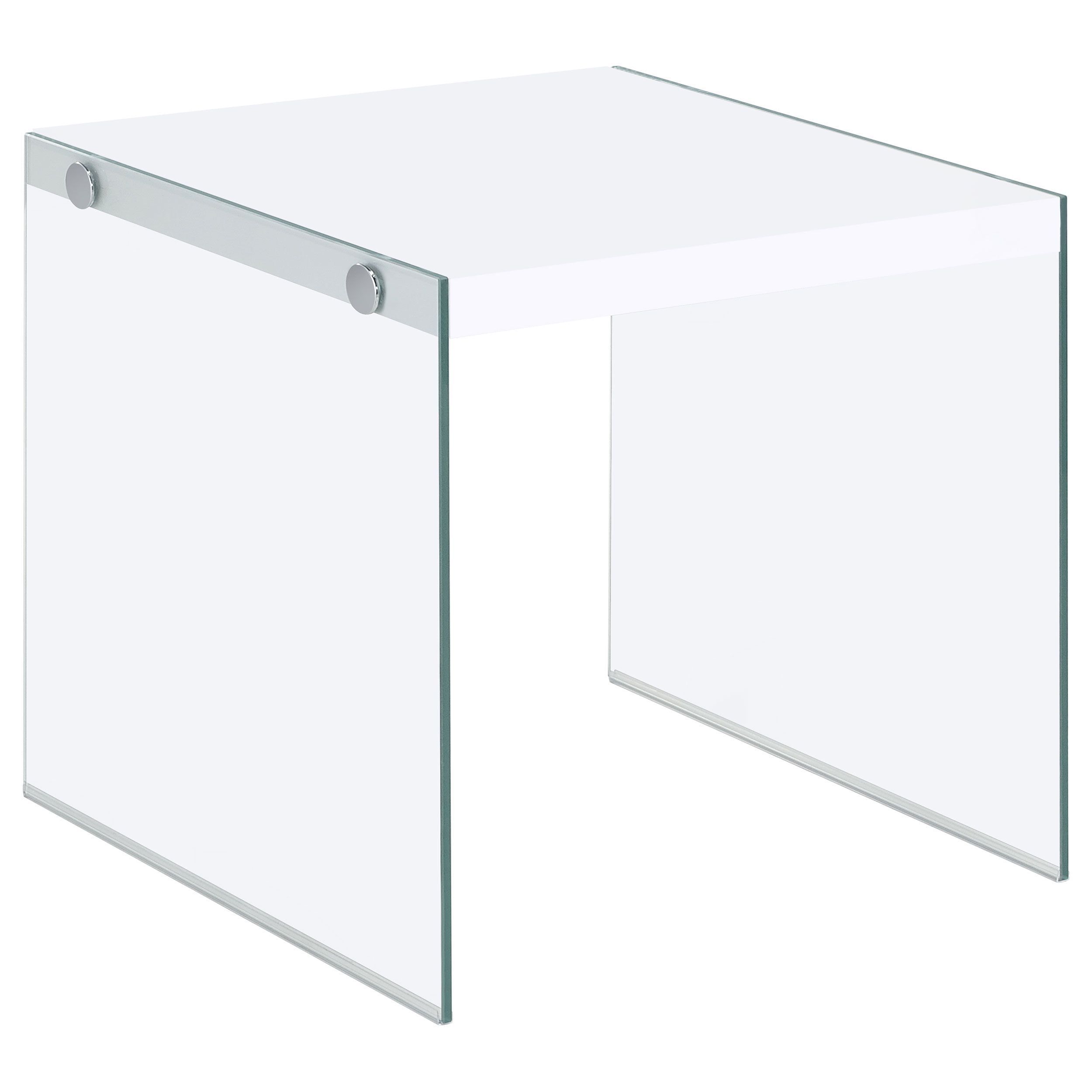 Modern White and Clear Glass Square End Table