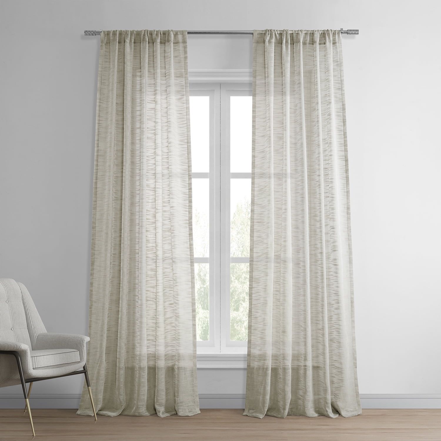 Ivory Linen Blend Sheer Curtain Panel 50" x 120"