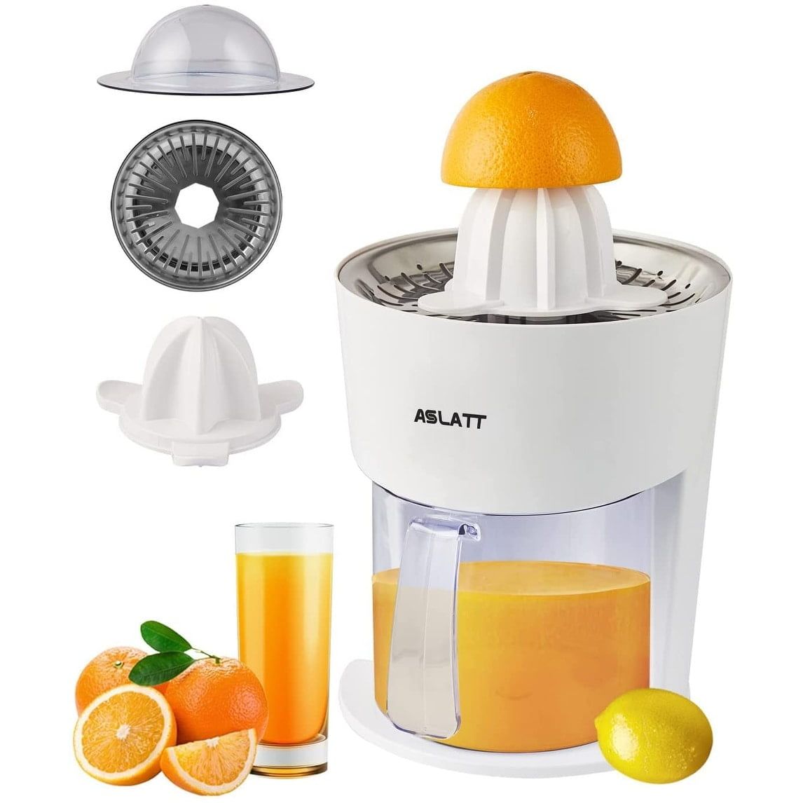 ASLATT Electric Citrus Juicer with Reverse Function, White Plastic