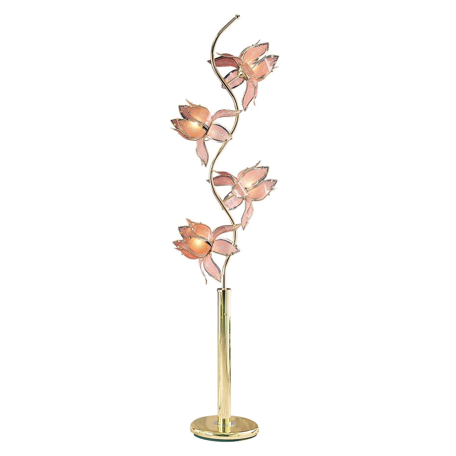 73-Inch Black and Gold Flower Floor Lamp with Metal Shade