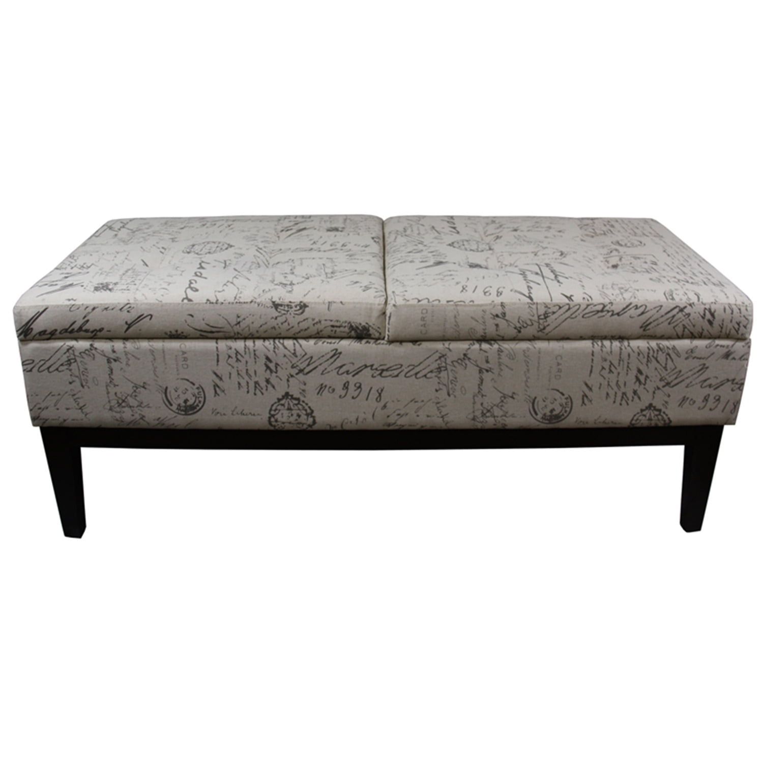 Old World Gray Upholstered Dual Lift Storage Bench