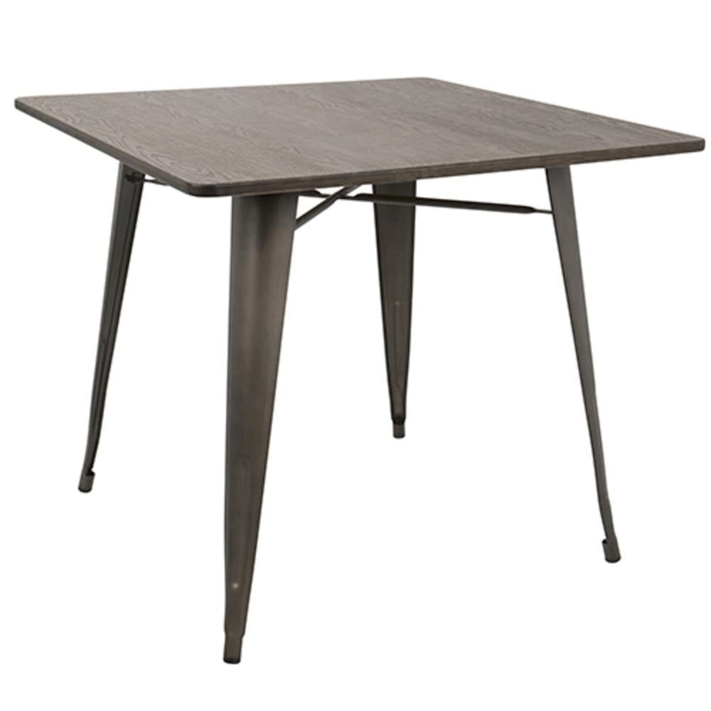 Oregon 36" Brown Industrial-Farmhouse Square Dining Table