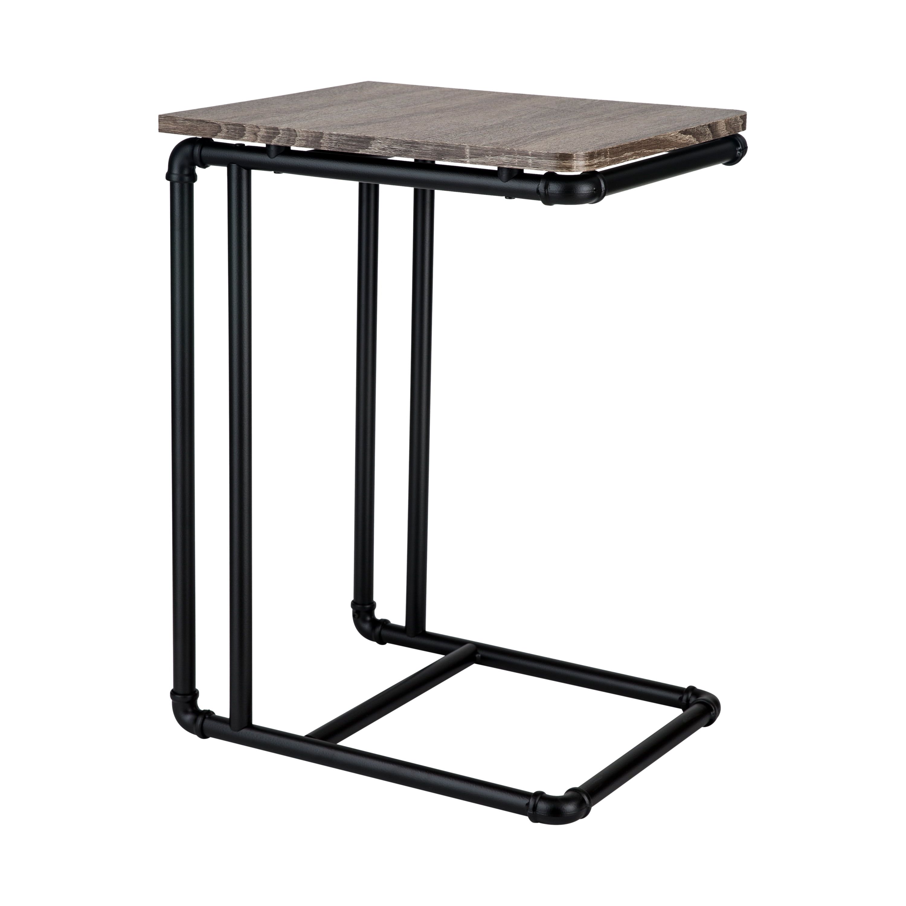 Pipe Line Black Faux Wood Industrial Side Table