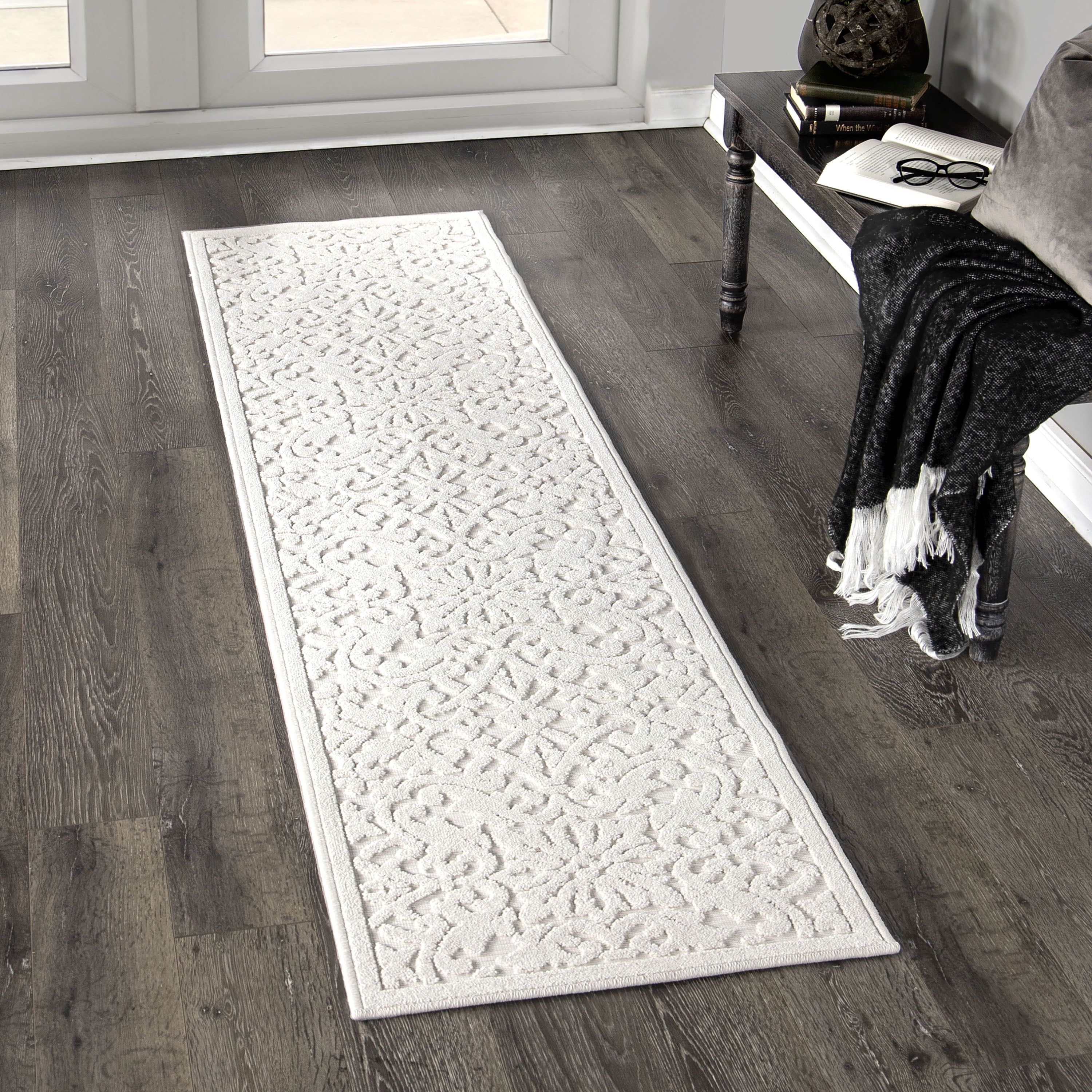 Biscay Natural Elegance 1'11" x 7'6" Geometric Flat Woven Runner Rug