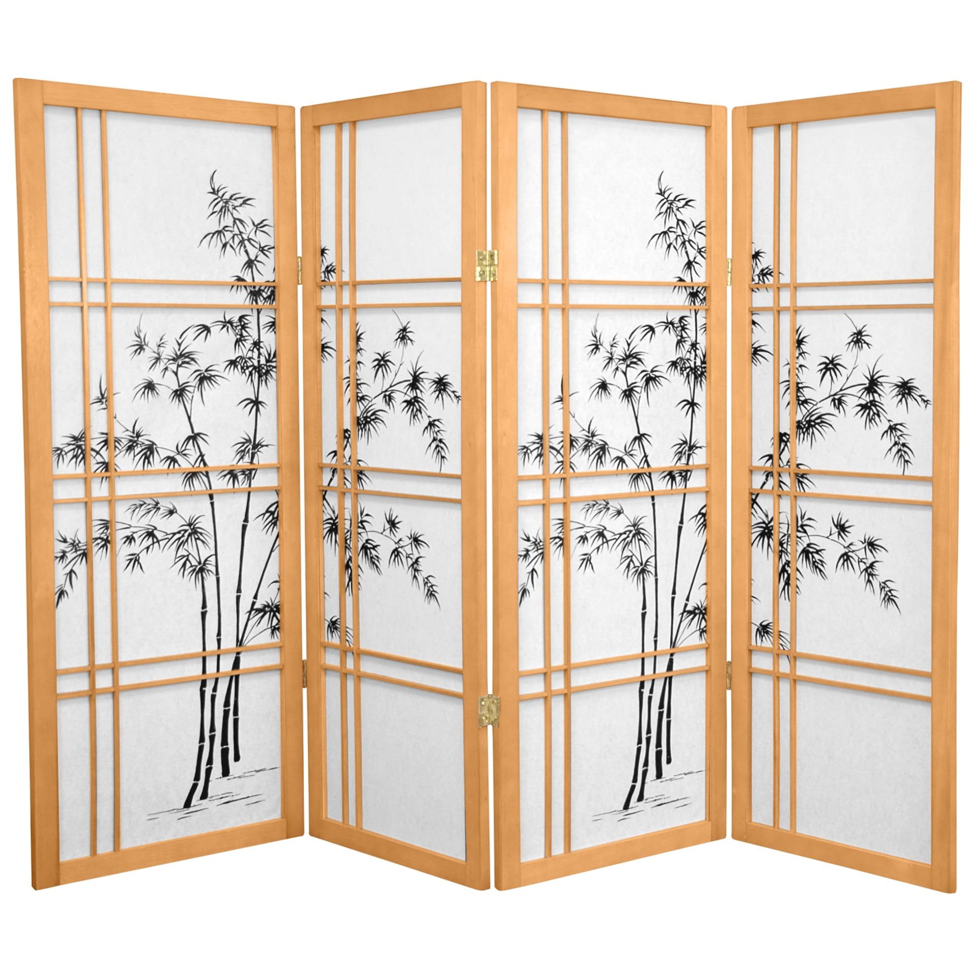 Natural 4-Panel Bamboo Tree Shoji Room Divider