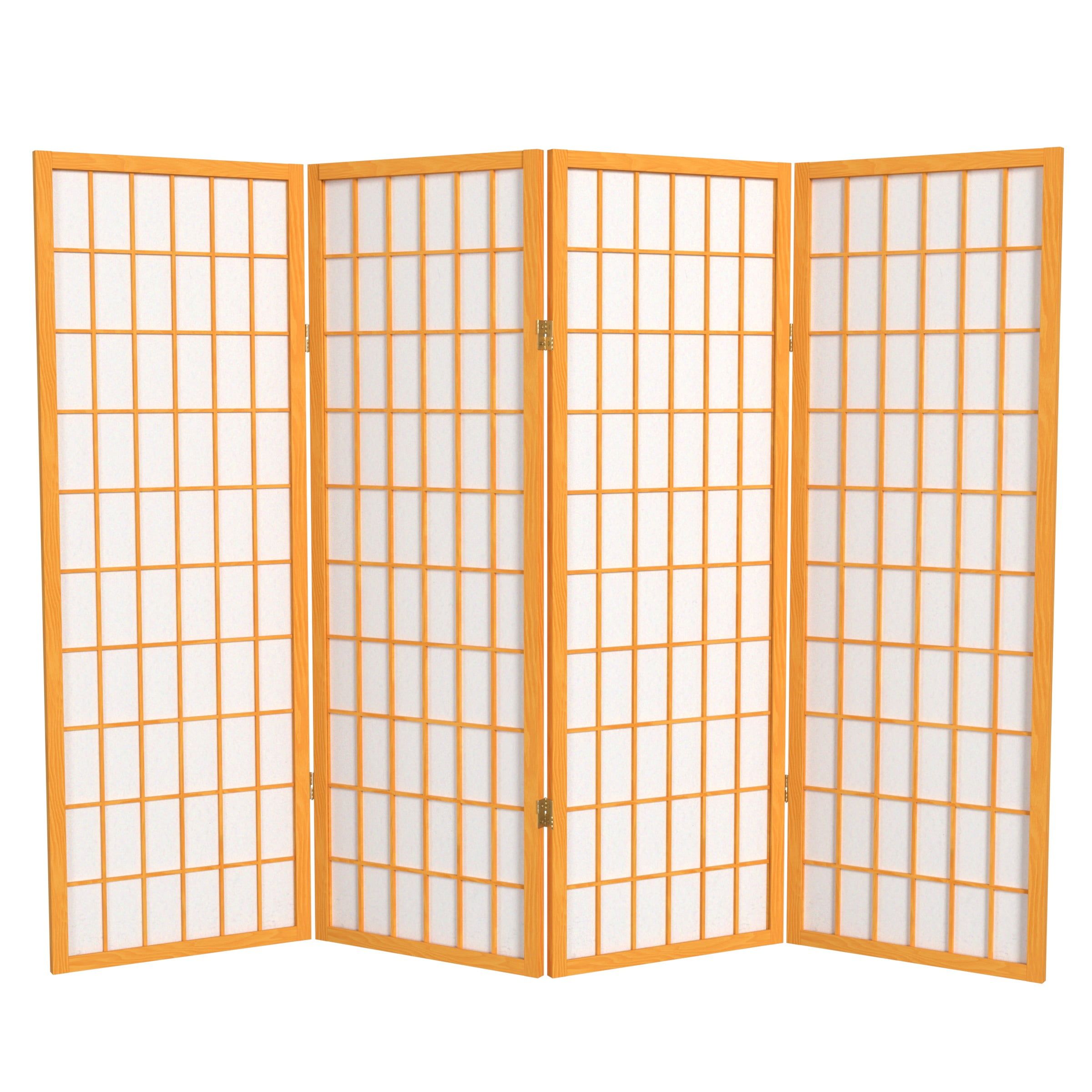 Honey 4-Panel Shoji Folding Room Divider
