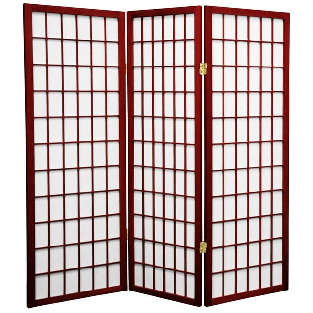 Rosewood 4 ft. Tall Shoji Screen with White Rice Paper Panels