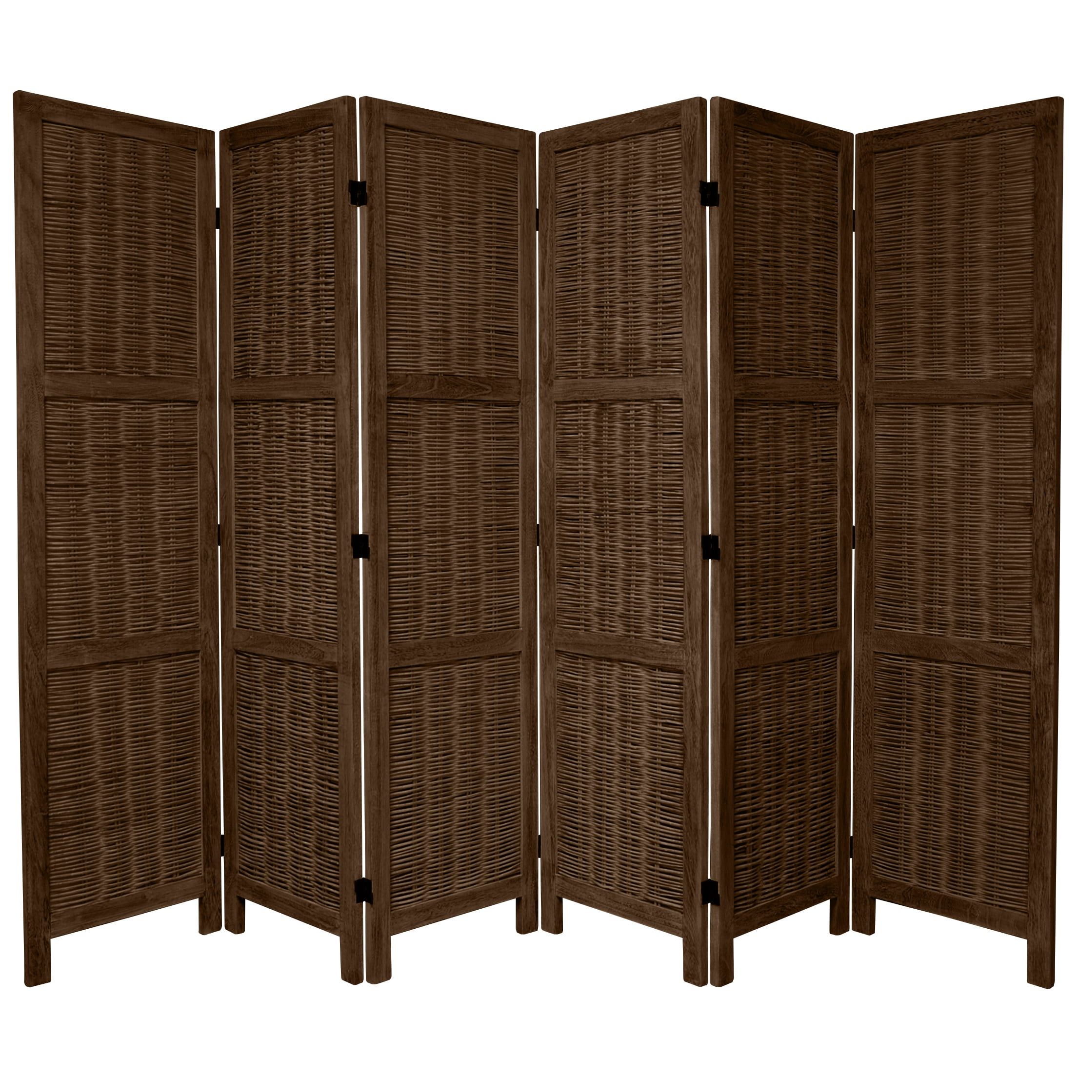 Burnt Brown 6-Panel Bamboo Matchstick Room Divider