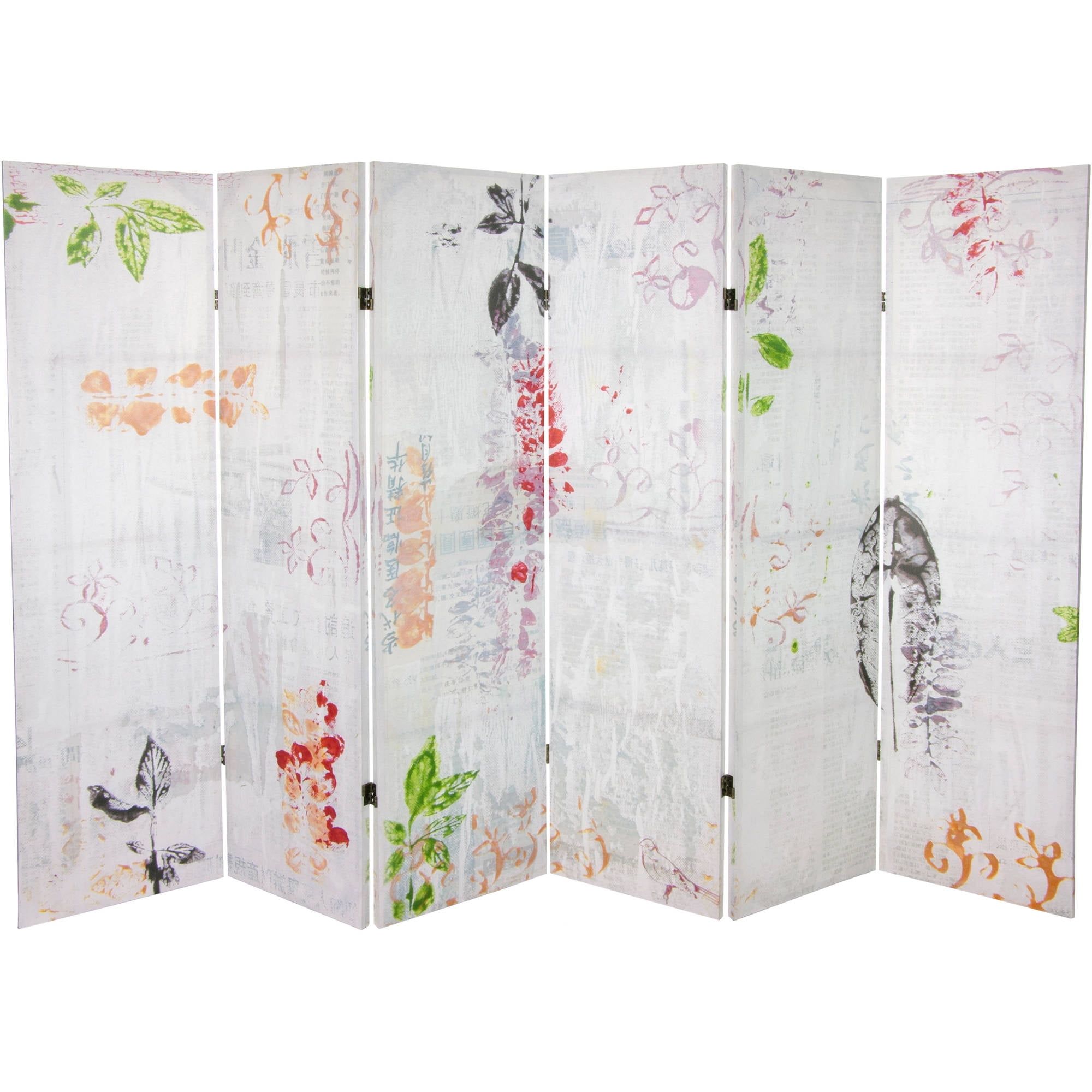 Paradise Grove 65" Floral Canvas Folding Room Divider