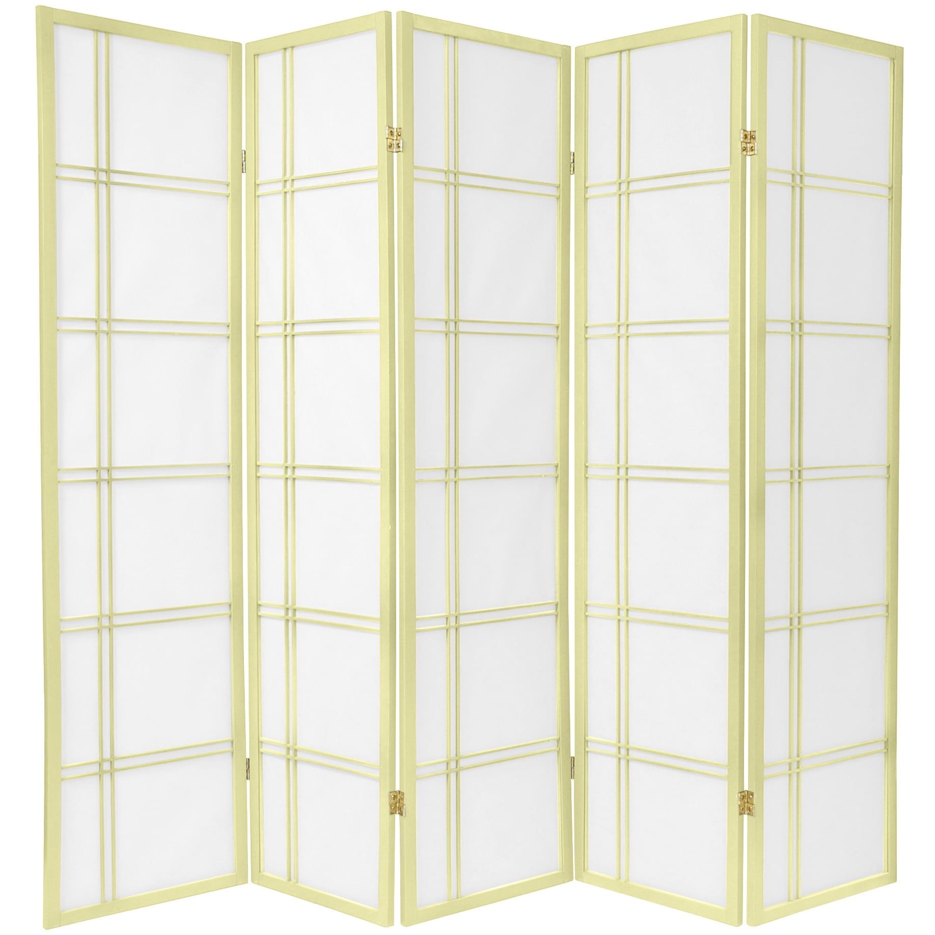 72" Tall Off-White Shoji 5-Panel Folding Room Divider