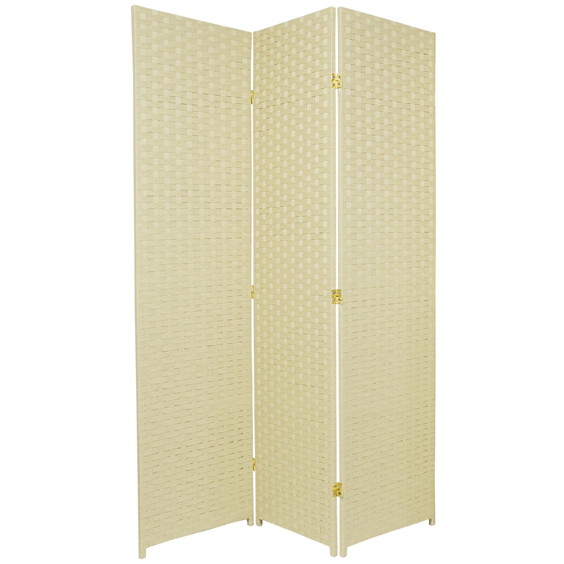 Cream Woven Fiber 6 ft Tall 3-Panel Room Divider