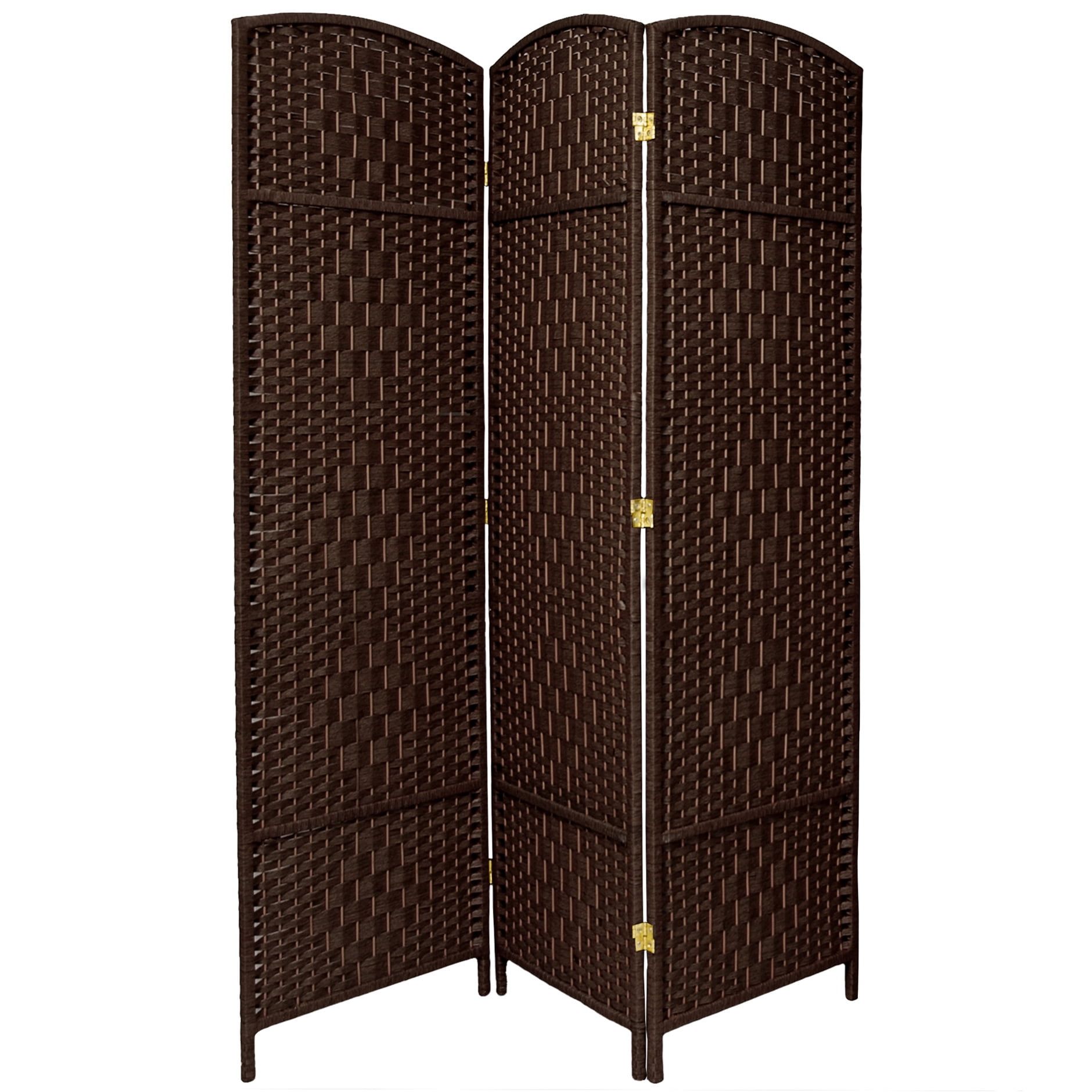 71" Dark Mocha Woven Fiber Folding Room Divider