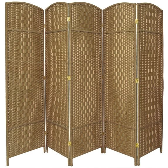 Natural Woven Plant Fiber 6-Panel Room Divider