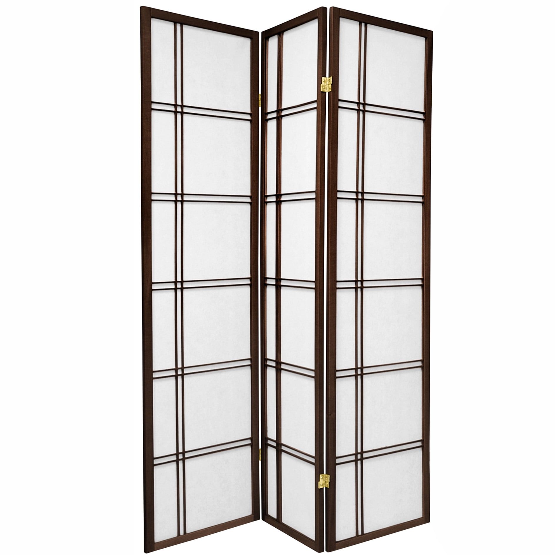 Espresso Shoji 3-Panel Room Divider with Spruce Frame