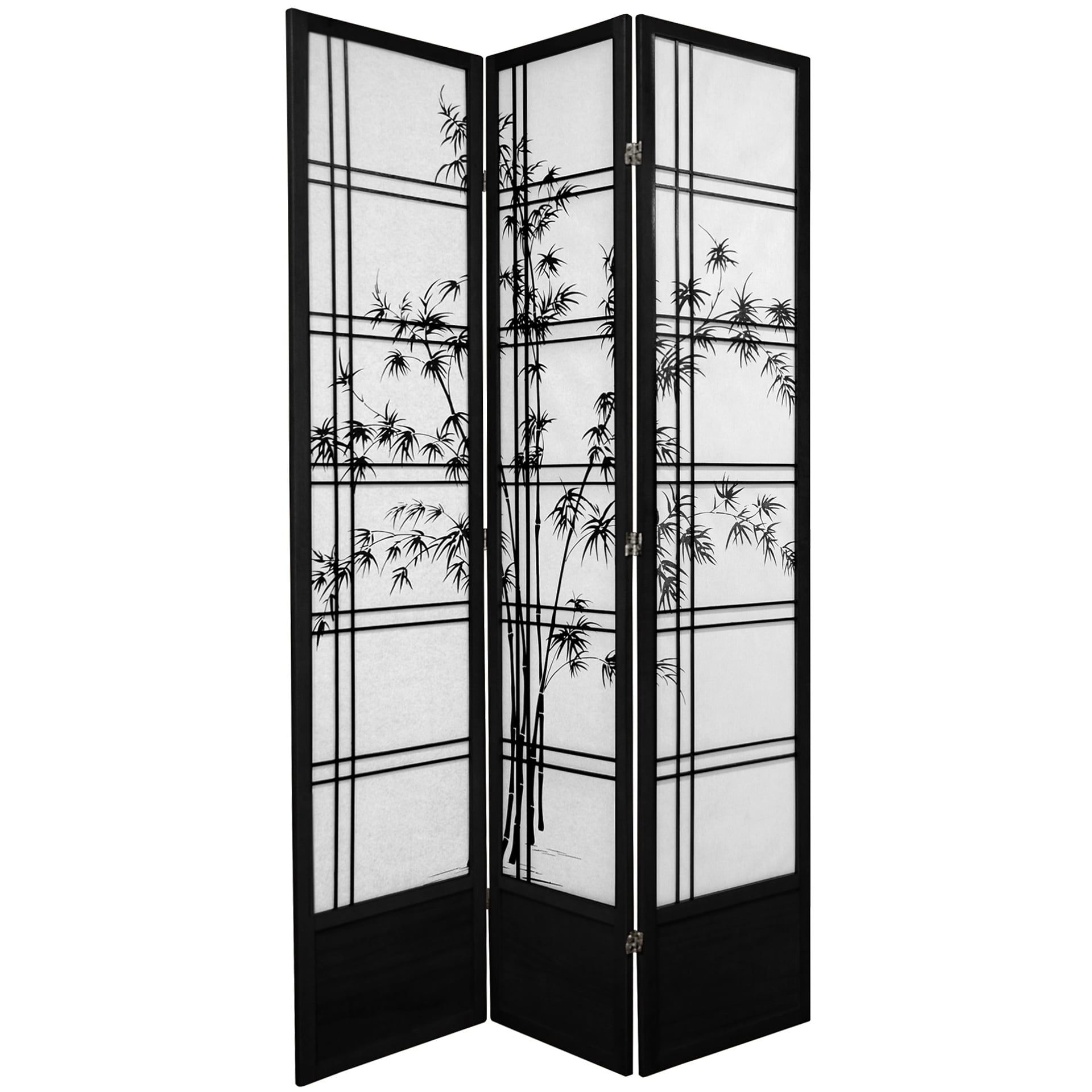 83.5" Black Bamboo Tree Shoji Room Divider