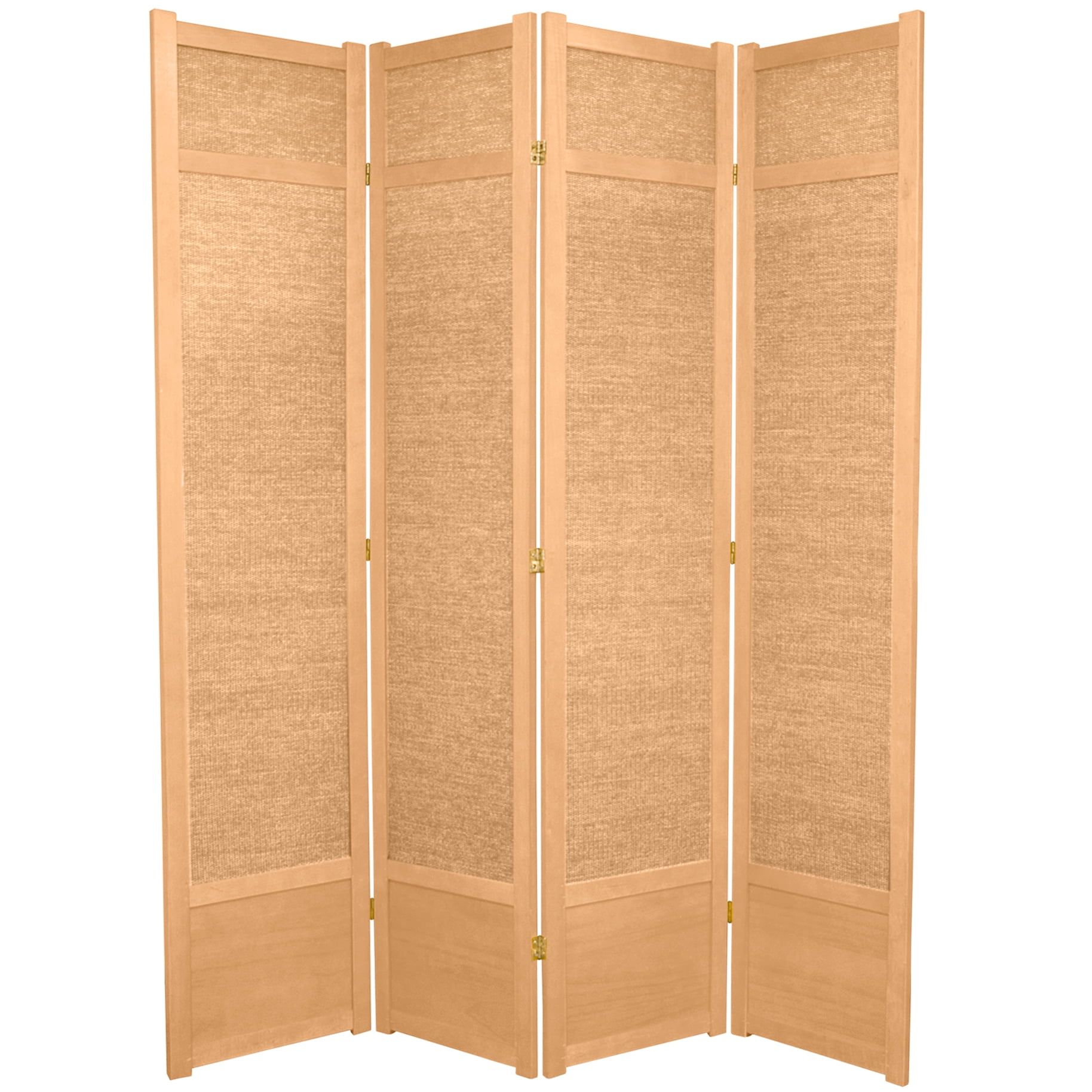 Natural Jute Shoji 4-Panel Folding Room Divider