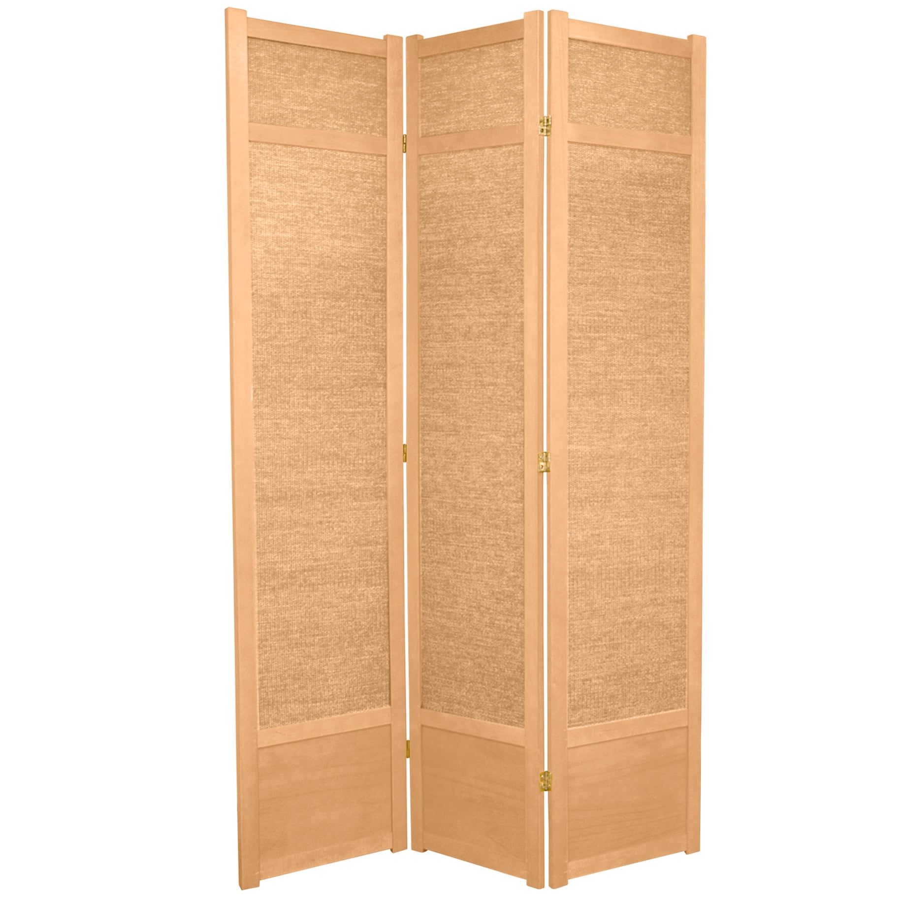 86" Natural Jute Shoji 3-Panel Room Divider