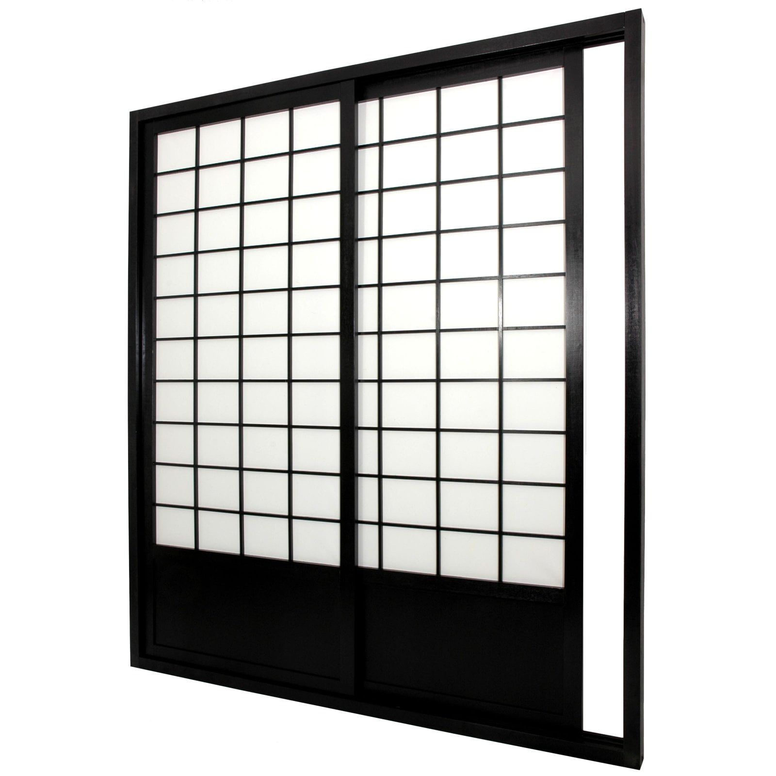 Zen Black Shoji Sliding Door Kit with Rice Paper Shade