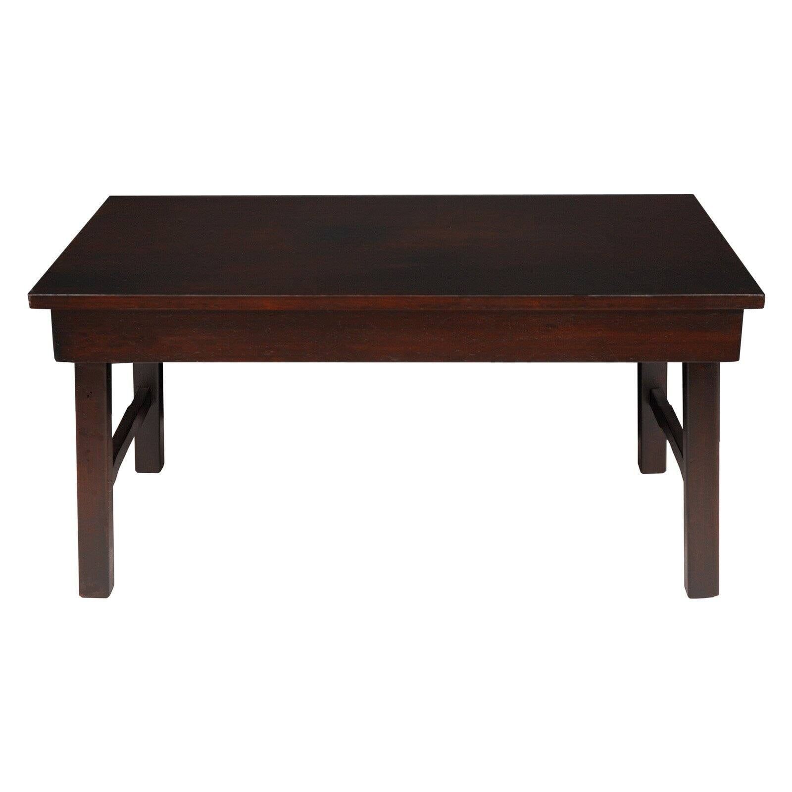 Elegant Rosewood Korean Tea Table with Storage - Rustic Asian Flair