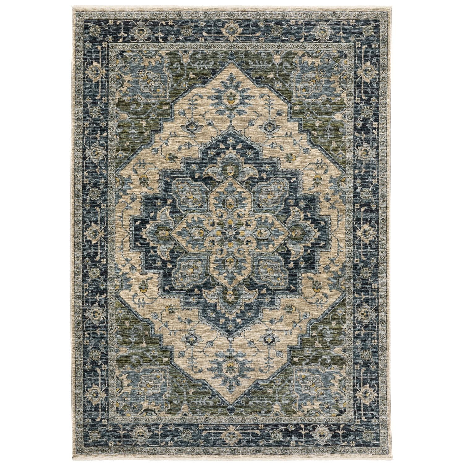 Aberdeen Ocean Blue Traditional Wool-Blend 7'10" x 10'10" Area Rug