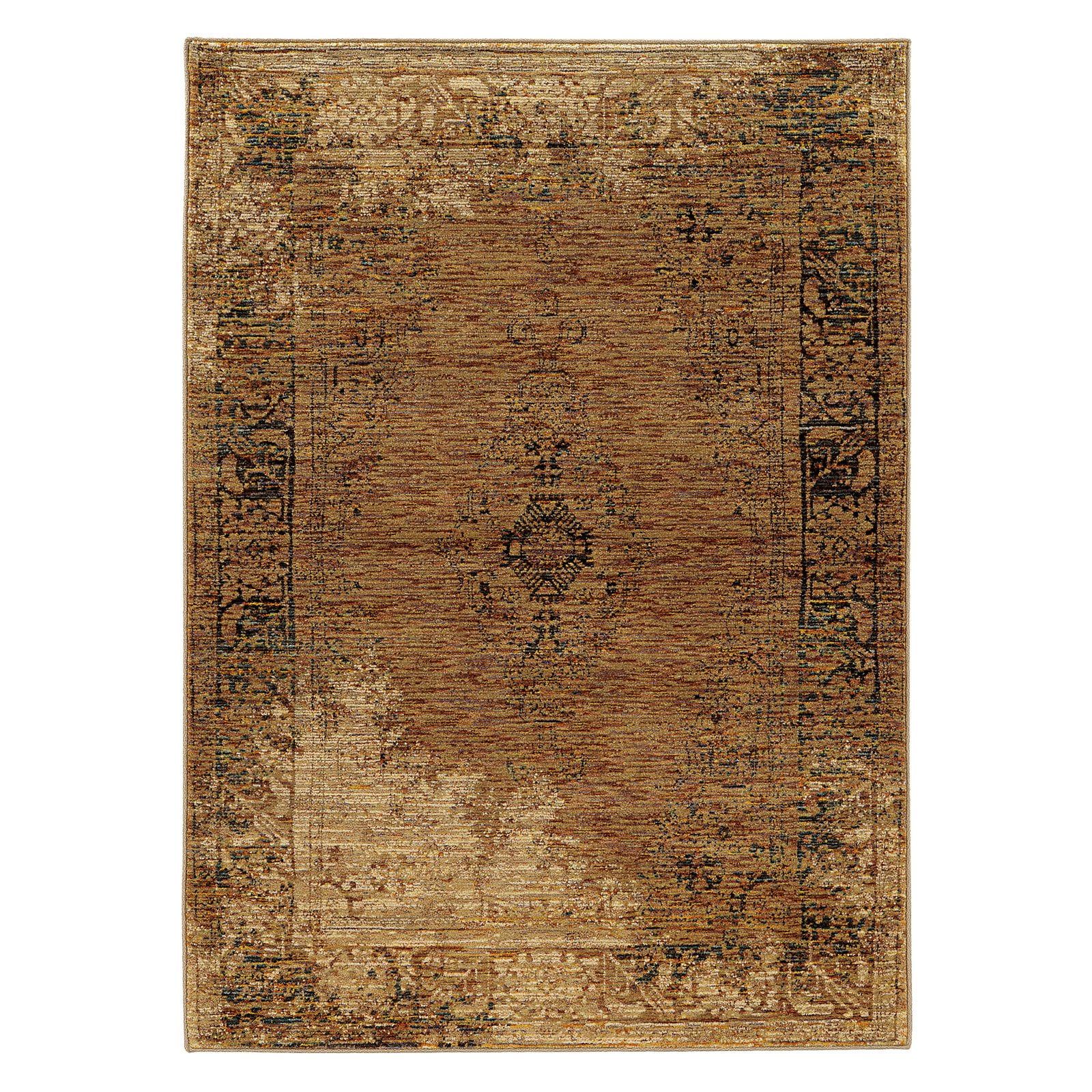 Andorra Gold Oriental Round Synthetic 63" x 87" Area Rug