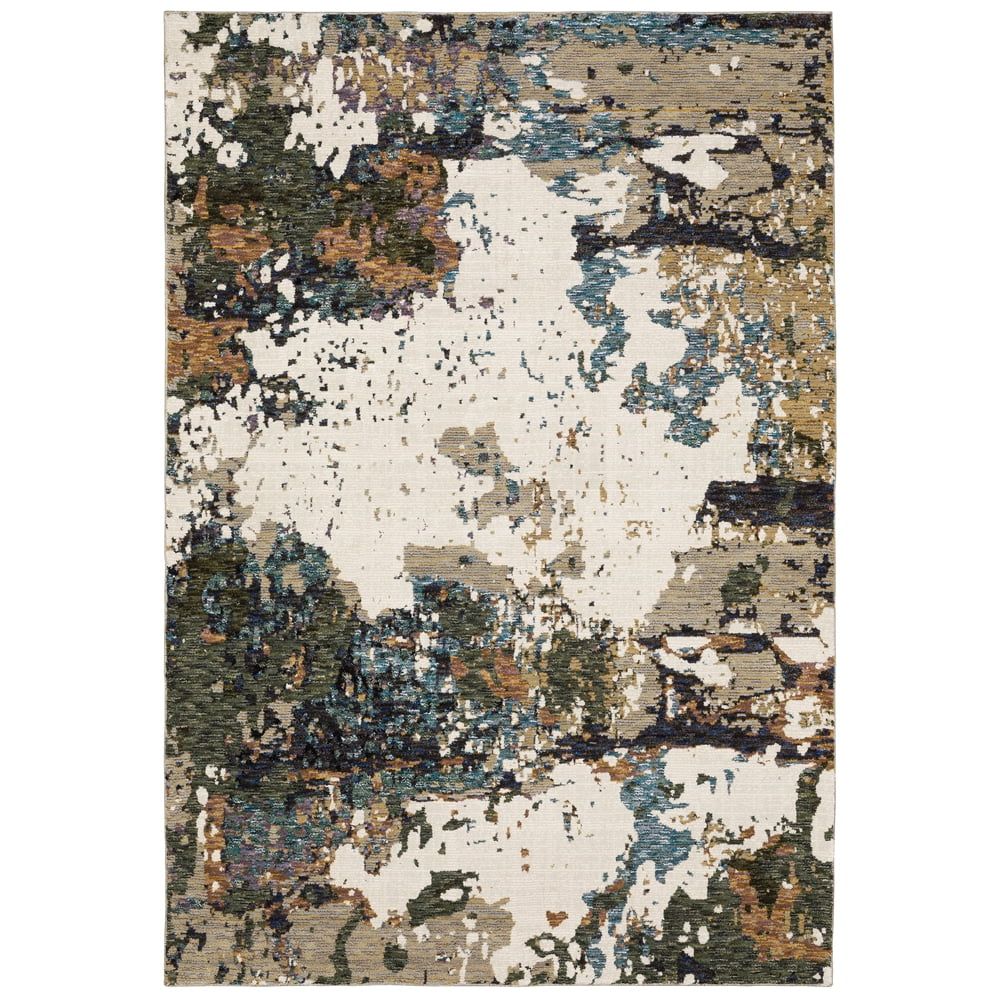 Ivory and Multi Oriental Hand-knotted Wool Area Rug