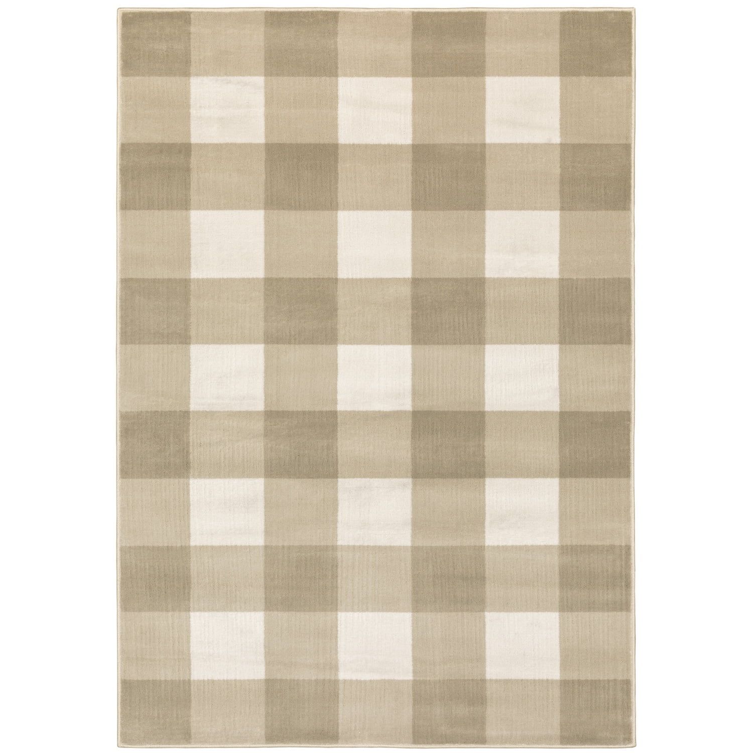 Beige and Ivory Plaid Rectangular 6' x 9' Area Rug