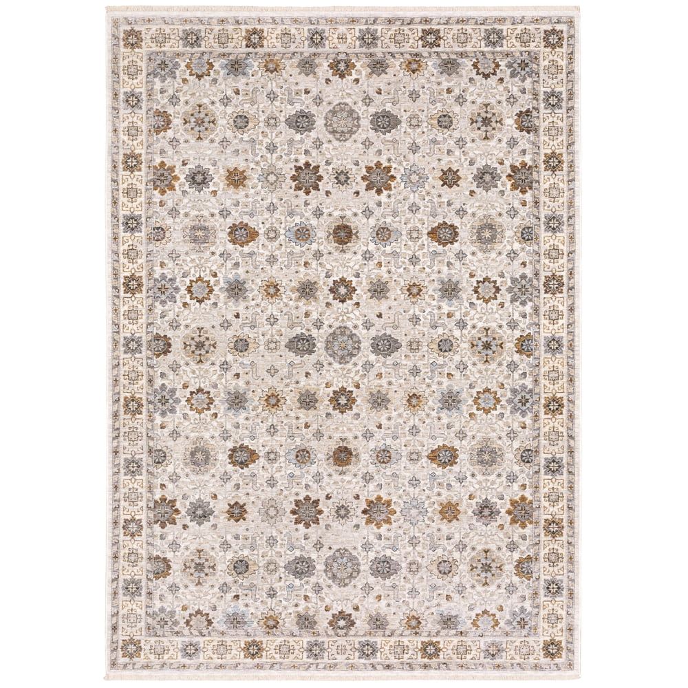 Ivory Floral Motif Hand-knotted Synthetic Area Rug 2' x 3'