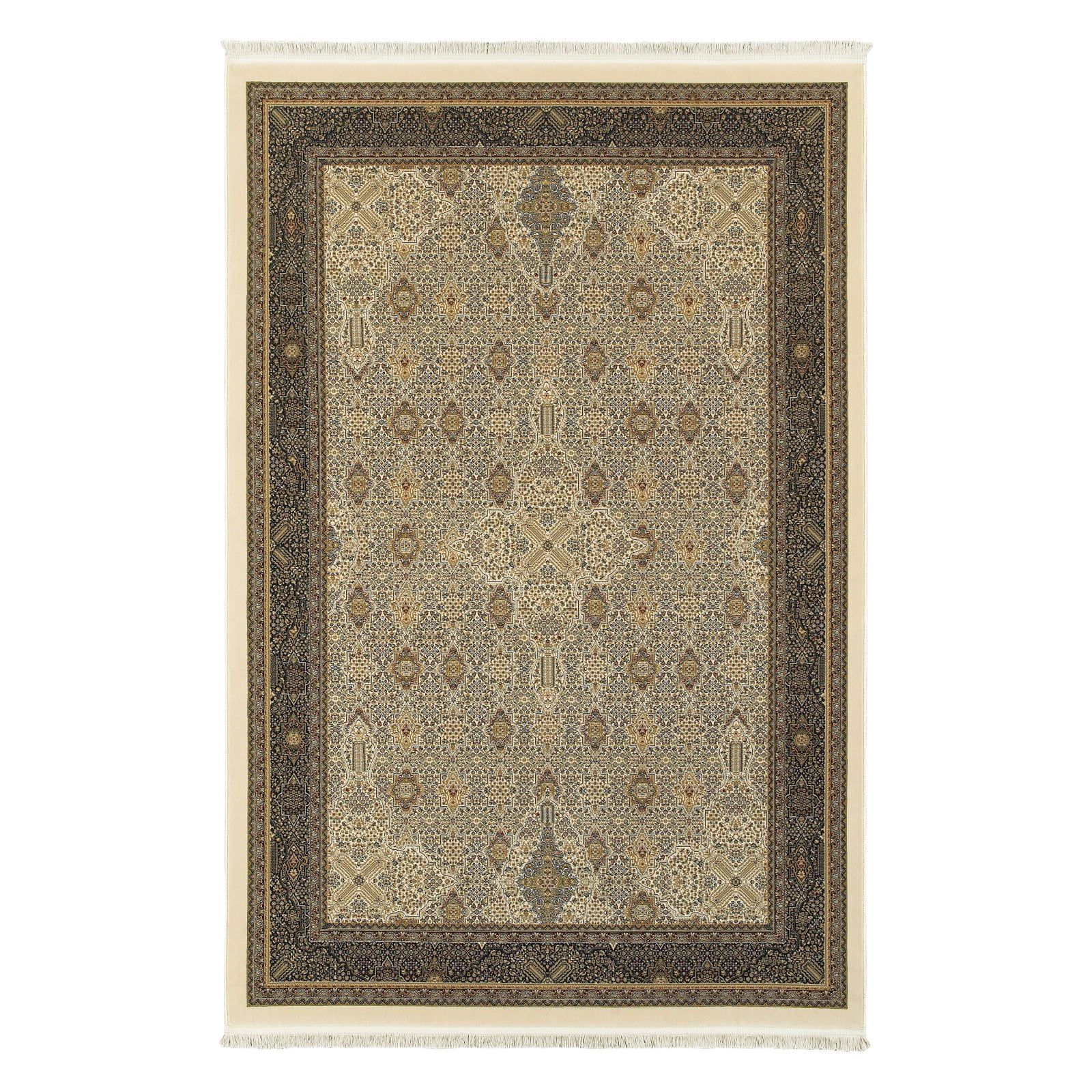 Ivory and Navy Hand-knotted Persian Runner Rug