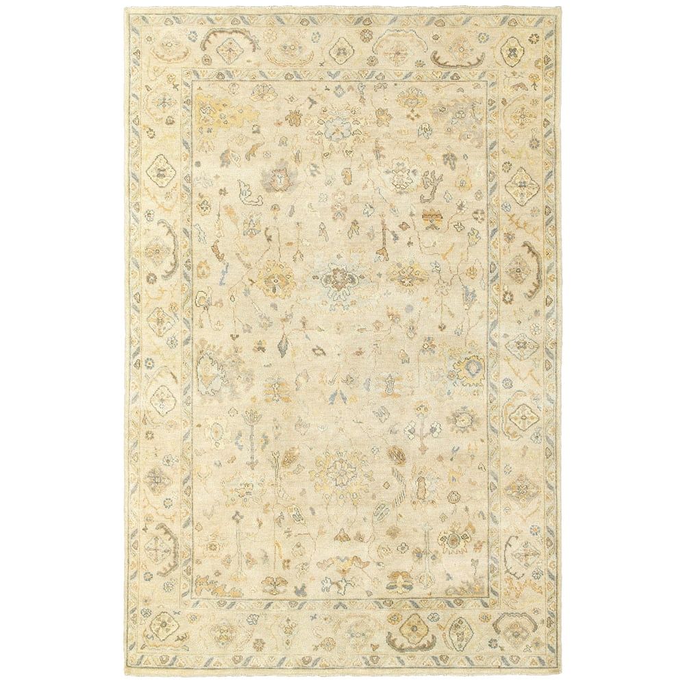 Hand-Knotted Beige Wool 6' x 9' Rectangular Area Rug
