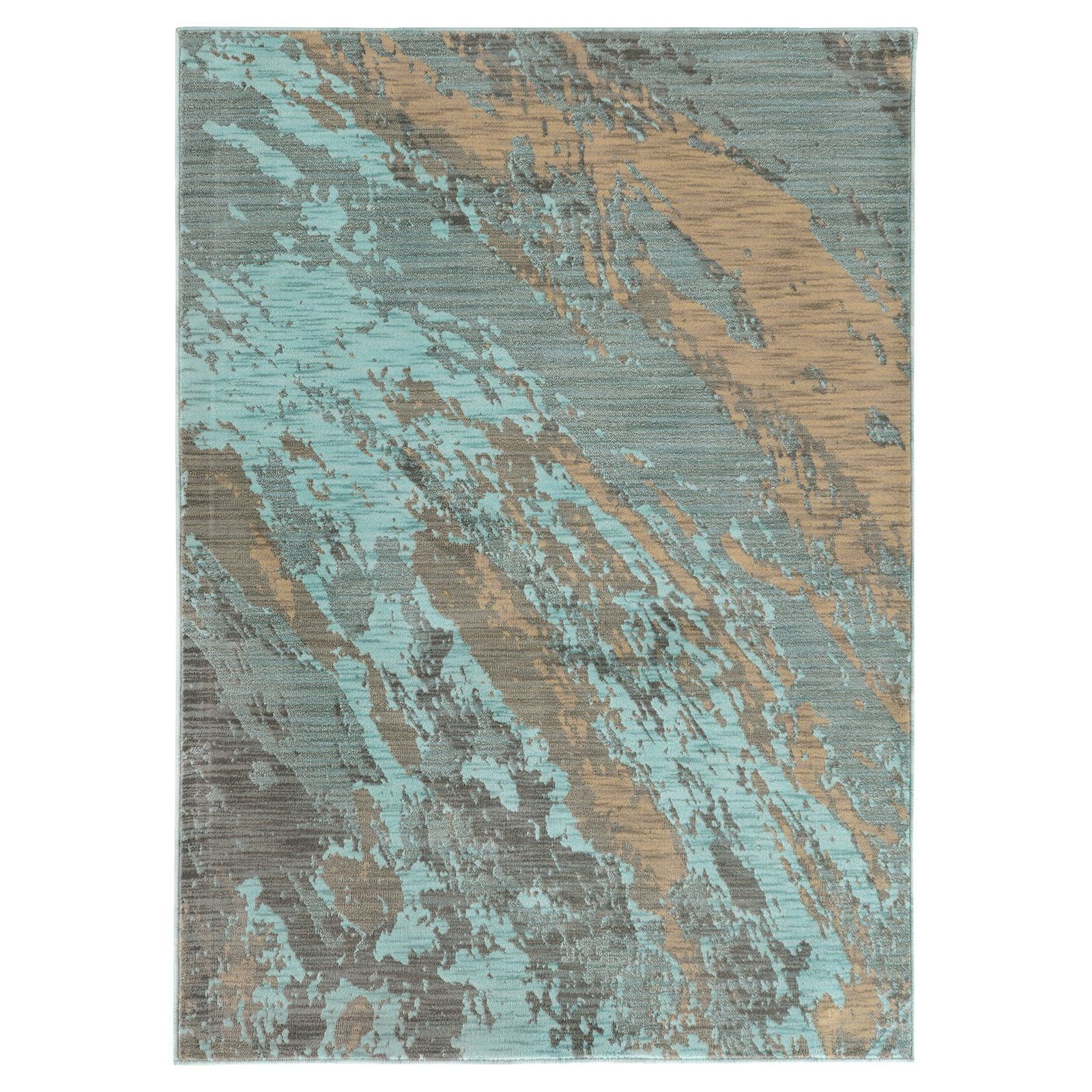 Sedona Blue and Beige Rectangular Synthetic Area Rug