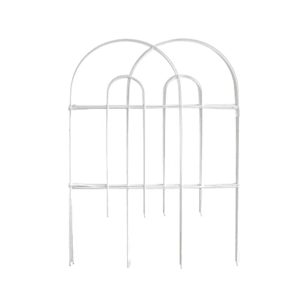 White PVC Coated Steel Round Folding Garden Fence, 24" x 10'