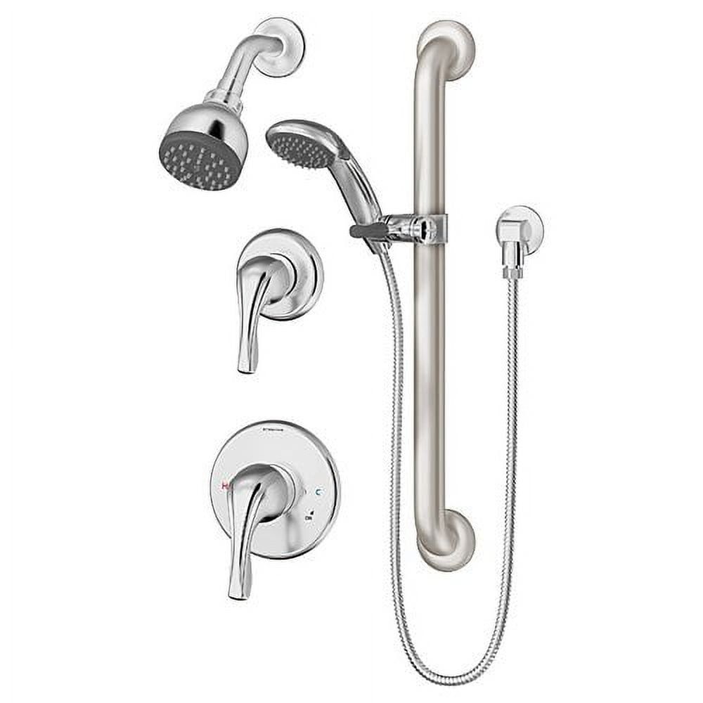 Chrome Adjustable Multi-Head Handheld Shower System with Slide Bar