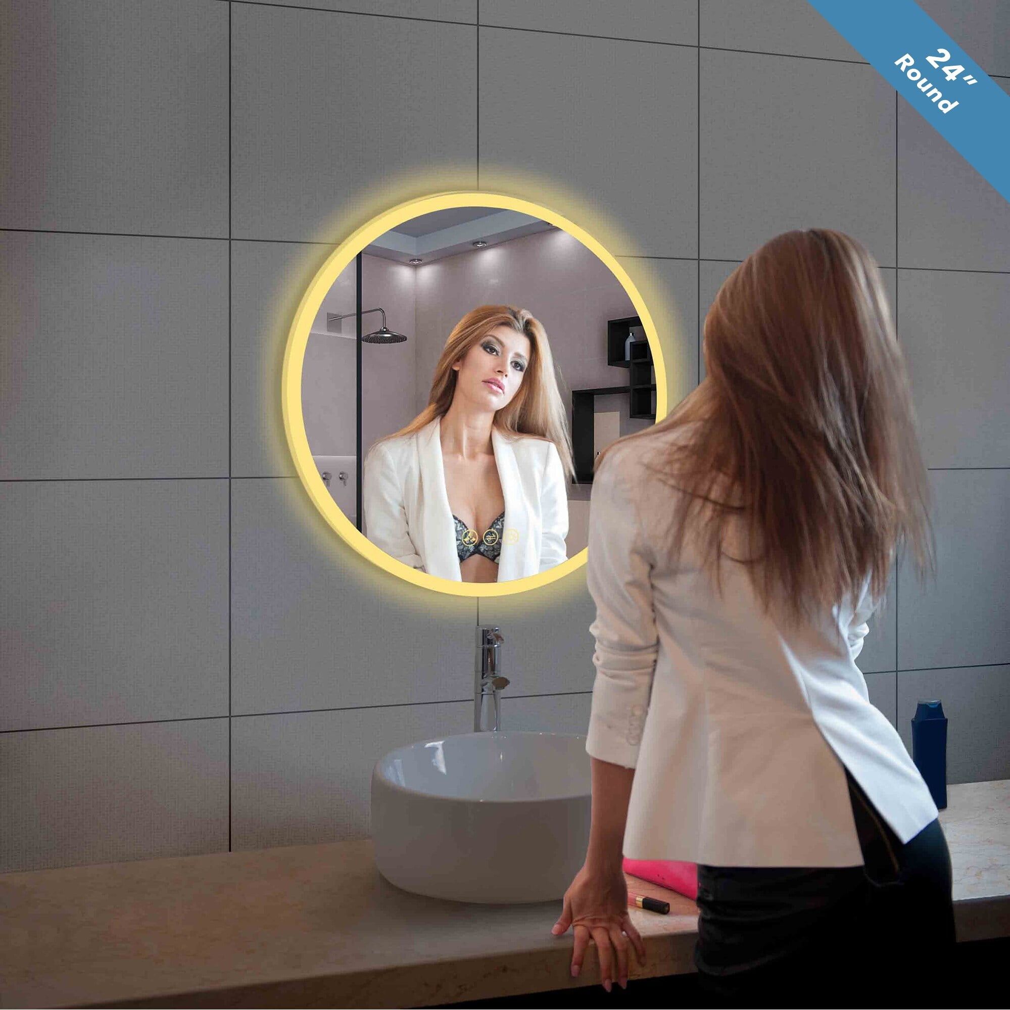 Orion 24" Silver LED Bathroom Vanity Mirror with Anti-Fog