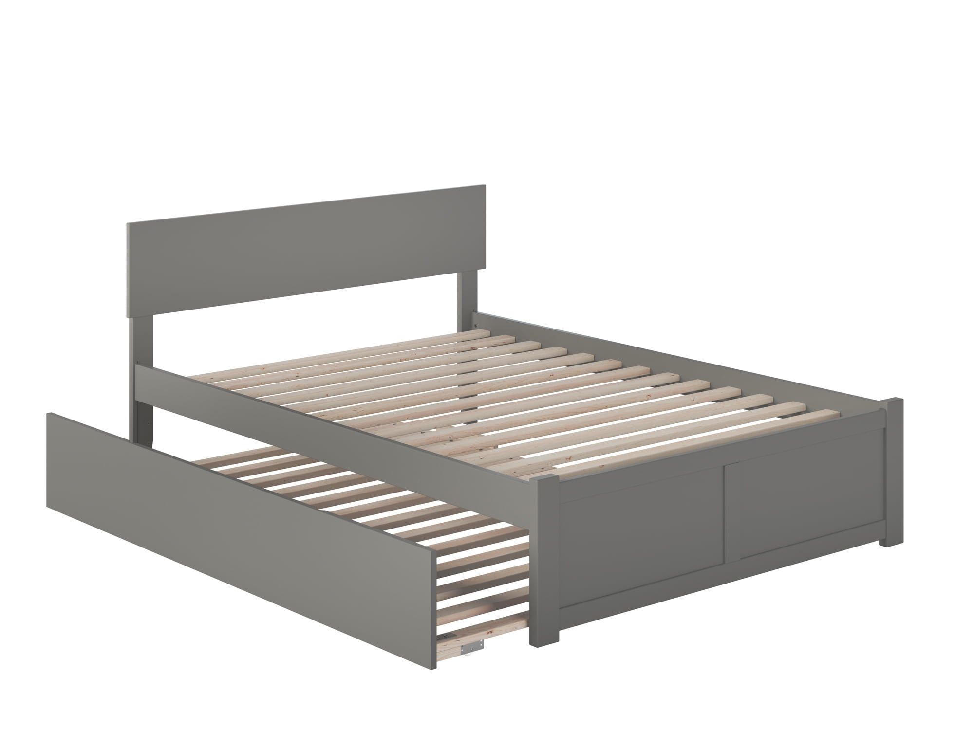 Orlando Gray Full Platform Bed with Trundle and Slats